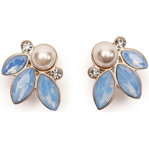 Oorbellen dames - Lovely - Lichtblauw/Blauw/Goud - Maat One size