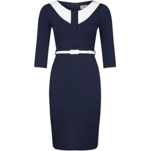 Strakke jurk - Vintage Chic for Topvintage - Blauw/Donkerblauw - Maat 12