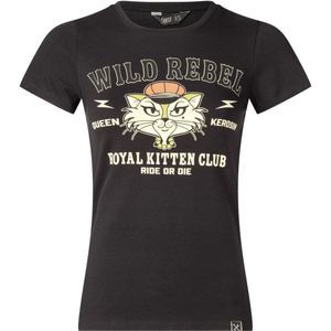 T-shirt dames - Queen Kerosin - Zwart