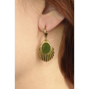 Oorbellen dames - Urban Hippies - Groen/Olijfgroen/Goud - Maat One size