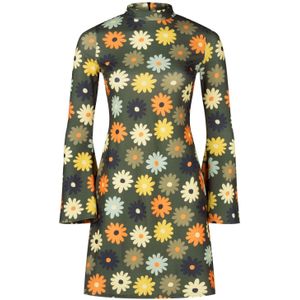 Topvintage - Vintage Chic - A-lijn Jurk - Groen/Donkergroen/Multicolour