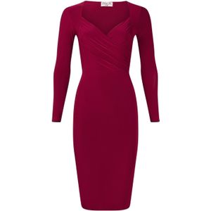 Topvintage - Vintage Chic - Kokerjurk - Rood/Bordeauxrood