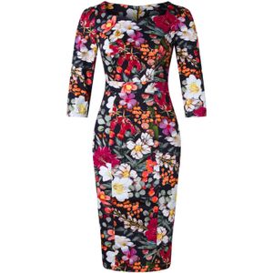 Strakke jurk - Hearts & Roses - Blauw/Multicolour