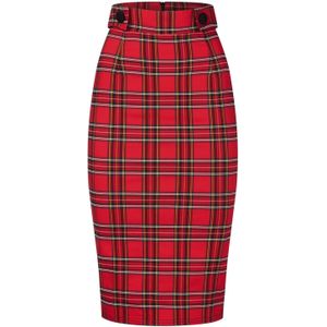 Strakke rok - Vintage Chic for Topvintage - Rood/Multicolour