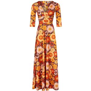 Topvintage - Vintage Chic - Maxi Jurk - Paars/Oranje/Geel