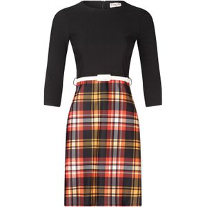 A-lijn jurk - Vintage Chic for Topvintage - Zwart/Oranje/Multicolour