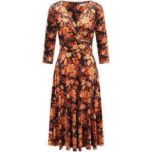 Swing jurk - Vintage Chic for Topvintage - Zwart/Oranje