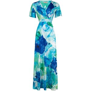 Maxi jurk - Vintage Chic for Topvintage - Blauw/Donkerblauw/Multicolour - Maat 14