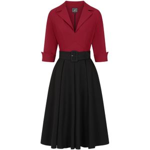 Swing jurk - Glamour Bunny Business Babe - Zwart/Rood