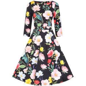 Swing jurk - Hearts & Roses - Zwart/Multicolour