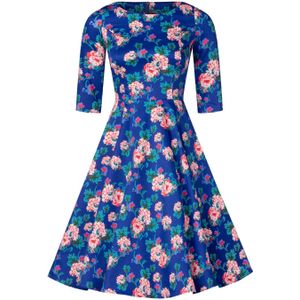 Topvintage - Boutique Collection - Swing Jurk - Blauw/Kobalt/Multicolour