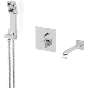 Cubic Inbouw badkranenset | Chroom Eéngreeps mengkraan met handdouche 1 stand