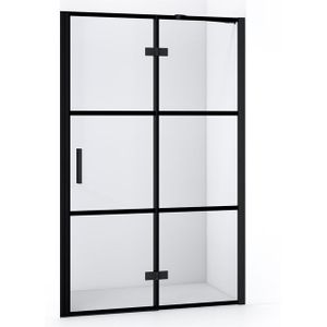 Diamond Douchedeur | 110 cm Mat zwart Helder met 4 zwarte strepen Draaideur