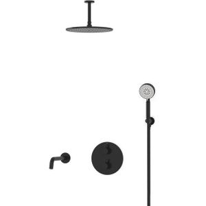 Radius Inbouw Badkraan met regendouche | Zwart Thermostatisch