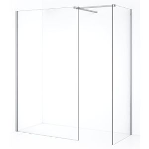 Diamond Inloopdouche | 110x70 cm Chroom Helder glas 2 vaste wanden
