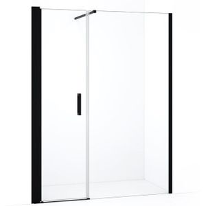 Diamond Douchedeur | 160 cm Mat zwart Helder glas Draaideur