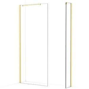 Diamond Inloopdouche | 90x30 cm Lichtgoud Helder glas 2 vaste wanden