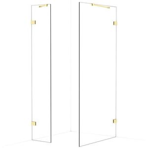 Diamond Inloopdouche | 100x40 cm Lichtgoud Helder glas 2 vaste wanden