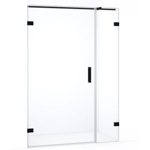 Diamond Douchedeur | 125 cm Mat zwart Helder glas Draaideur