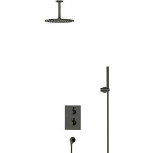 Radius Regendouche Inbouw | Zwart chroom 25 cm Regendouche Thermostatisch