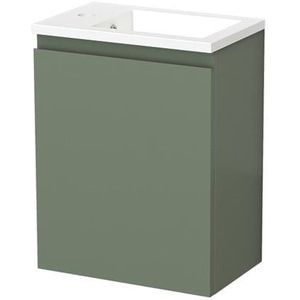 Modulo Pico Toiletmeubel met wastafel | 40 cm Saliegroen Greeploos front Mineraalmarmer