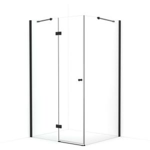 Amber Douchecabine | 110x90 cm Mat zwart Helder glas Draaideur Rechthoek