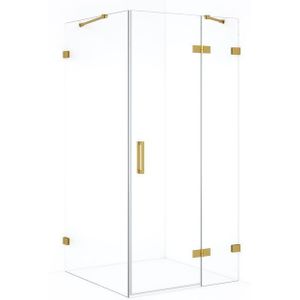 Diamond Douchecabine | 100x100 cm Goud Helder glas Draaideur Vierkant