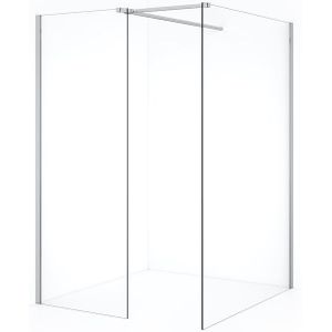 Diamond Inloopdouche | 140x80 cm Chroom Helder glas 2 vaste wanden