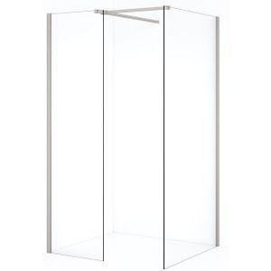 Diamond Inloopdouche | 90x60 cm Rvs Helder glas 2 vaste wanden