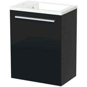 Modulo Pico Toiletmeubel met wastafel | 40 cm Hoogglans zwart Vlak front Mineraalmarmer