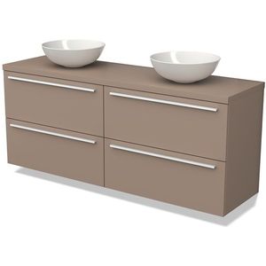 Modulo Plato Badkamermeubel voor waskom | 160 cm Taupe Vlak front Taupe blad 4 lades