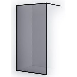 Diamond Inloopdouche | 100 cm Mat zwart Rookglas Vaste wand