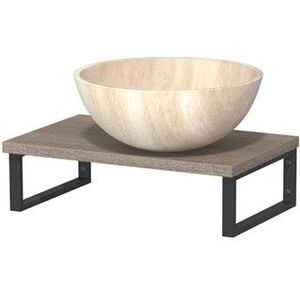 Modulo Pico Wastafelblad met waskom | 41 cm Eiken Travertin Natuursteen