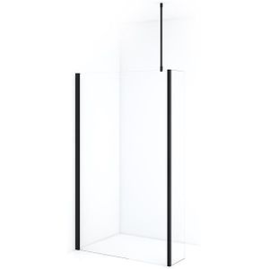 Diamond Inloopdouche | 120 cm Mat zwart Helder glas Vaste wand met zijwand