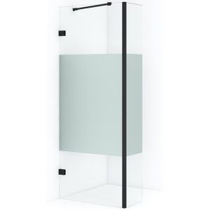 Diamond Inloopdouche | 80 cm Mat zwart Helder met matte strook Vaste wand met zijwand