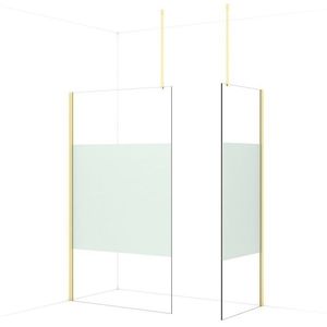 Diamond Inloopdouche | 120x80 cm Lichtgoud Helder met matte strook 2 vaste wanden