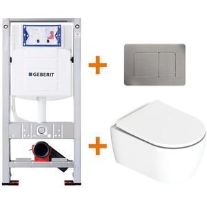 Toiletset Glans wit Verkort met Spoelrand + Geberit UP320 inbouwreservoir