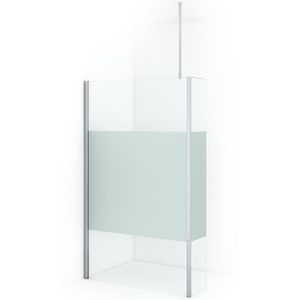 Diamond Inloopdouche | 110 cm Chroom Helder met matte strook Vaste wand met zijwand