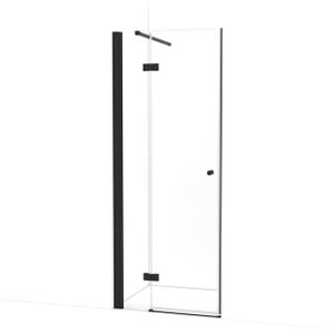 Amber Douchedeur | 80 cm Mat zwart Helder glas Draaideur