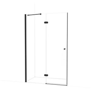 Amber Douchedeur | 130 cm Mat zwart Helder glas Draaideur