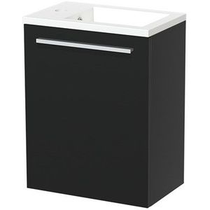 Modulo Pico Toiletmeubel met wastafel | 40 cm Mat zwart Vlak front Mineraalmarmer