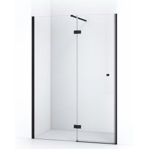 Amber Douchedeur | 130 cm Mat zwart Helder glas Draaideur