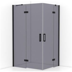 Diamond Douchecabine | 120x100 cm Mat zwart Rookglas Draaideur Rechthoek