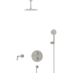 Radius Inbouw Badkraan met regendouche | Rvs Thermostatisch