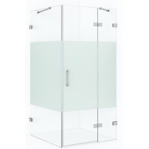 Diamond Douchecabine | 120x90 cm Chroom Helder met matte strook Draaideur Rechthoek