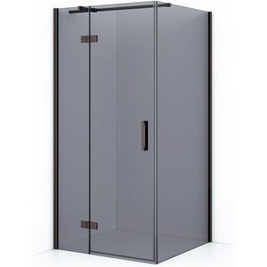 Diamond Douchecabine | 90x80 cm Zwart metaal Rookglas Draaideur Rechthoek