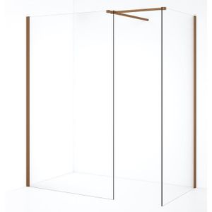 Diamond Inloopdouche | 110x90 cm Koper Helder glas 2 vaste wanden