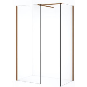 Diamond Inloopdouche | 80x50 cm Koper Helder glas 2 vaste wanden