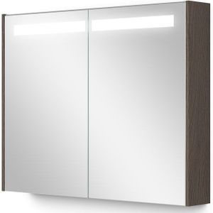 Spiegelkast Met Verlichting Modulo 90x70cm Donkerbruin Eiken