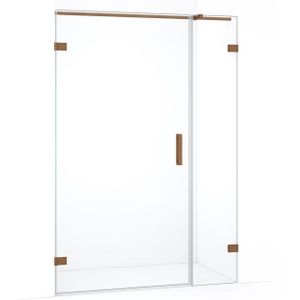 Diamond Douchedeur | 125 cm Koper Helder glas Draaideur